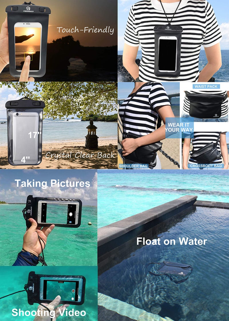 Freegrace Waterproof Dry Bags Set of 3 Dry Bag with 2 Zip Lock Seals & Detachable Shoulder Strap, Waist Pouch & Phone Case - Can Be Submerged Into Water - for Swimming (Orange(Window), 5L) - Image 4